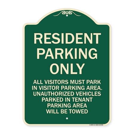 Signmission Parking Resident Parking Only Heavy-Gauge Aluminum Architectural Sign, 24" x 18", G-1824-23358 A-DES-G-1824-23358